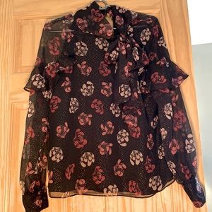 Vince camuto black mesh blouse with metallic detail never worn